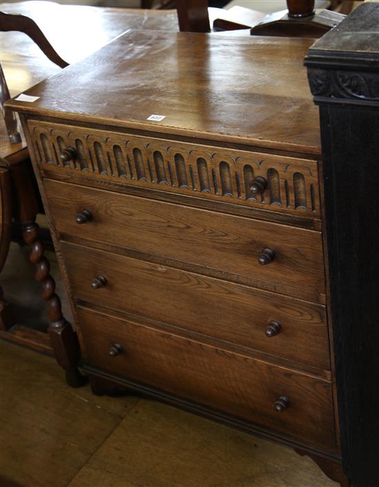 Oak chest fitted 4 long drawers